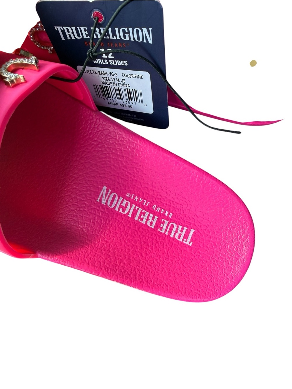 True Religion Bright Pink Girls' Slide Sandals size 13 - Picture 5 of 7